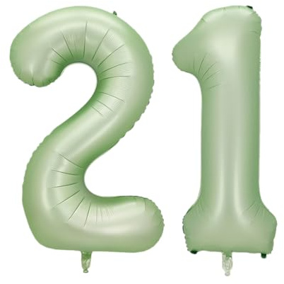 Guoguonb 40 Inch Number 21th Birthday Decoration Giant Inflatable Helium Foil Balloon Number 21 Balloons Personalised Design Balloon for Memorial Day Birthday Decoration (Watermelon Green)