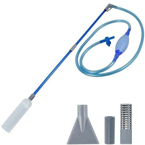 Aspirapolvere manuale per vasca idromassaggio, 3 m, con forte aspirazione, flessibile, portatile, con sacca d'aria per sporco, erba e detriti (blu)