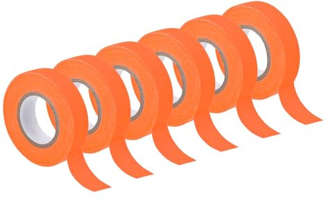 sourcing map 6 Rollos de Cinta Adhesiva de Tela de Gaffer Neón, 0.6 pulgadas x 32.8 pies Cinta que Brilla en la Oscuridad Cinta Adhesiva Fluorescente Luz Negra, Naranja