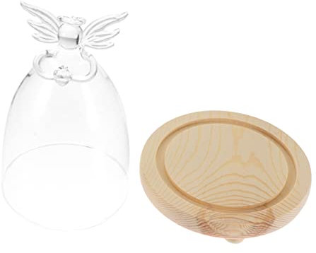 Cabilock Angel Glass Cover for -landscape Display Elegant Glass Flower Holder with Base for Artificial Plants Flowers and Keepsakes Valentine Day Ornament
