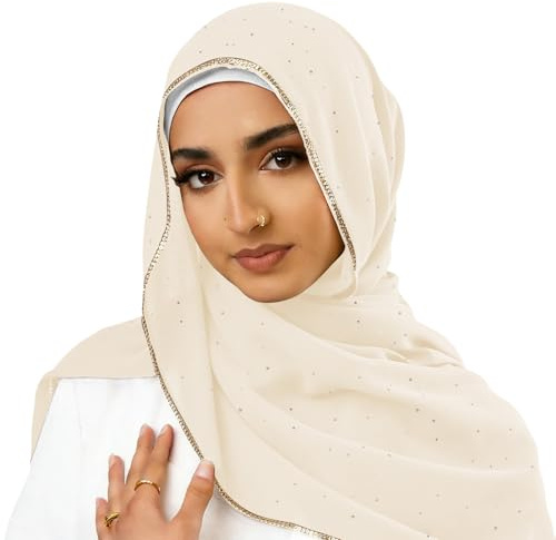 Pajg Hijab Schal für Frauen Weich Chiffon Bergkristall Lang Schal Mode Muslim Hijab Kopftuch Schal Schal