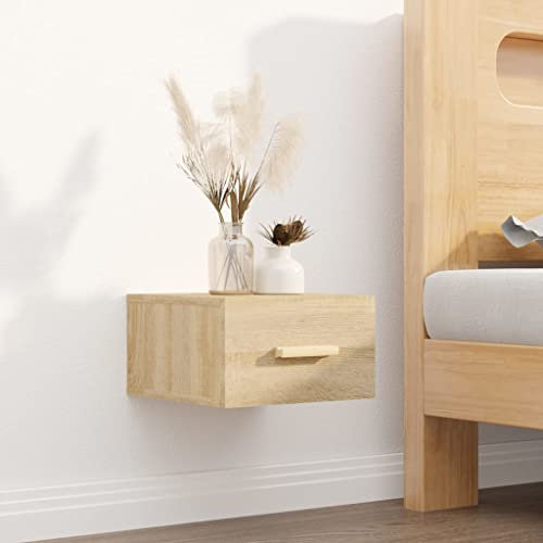 THOYTOUI Wand-Nachttisch, Telefontisch Unterschrank Nachtkommode Schreibtisch Geeignet für Schlafzimmer Wohnung Büro Wohnstube Sonoma-Eiche 35 x 35 x 20 cm