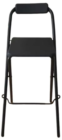 Sgabello pieghevole nero 65cm, sgabello pieghevole da bar 70cm con schienale e poggiapiedi, sedia alta da cucina per casa, bar, bistrot, portata 120kg (Color : Zwart, Size : 65cm/26in)