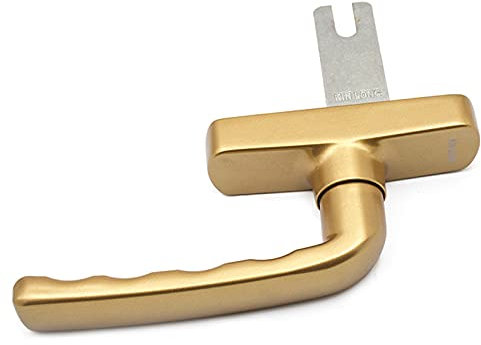 Fenstergriff,Fenstergriffe Abschliessbar Gold Silber Aluminiumlegierung Flügelfenster-Fenster-Fenster-Griff-Klapptür dünn flach quadratischer Stahlgriff (Color : GOLD)