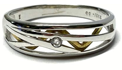 Ring 333/- Weißgold Zirkonia Schmuckring bicolor Goldring #64