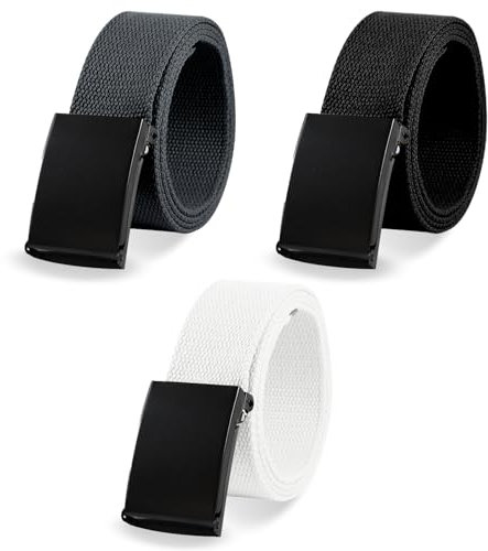 ZYNERY 3 Stück Stoffgürtel Herren, Gürtel Herren 140cm, Gürtel Herren Arbeitsgürtel, Business Güertel Herren, Ohne Löcher Verstellbarer Arbeitsgürtel für Tourismus Business Freizeit