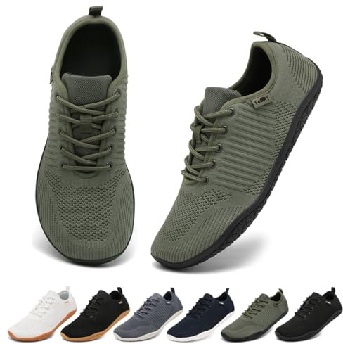 Geweo Scarpe a Piedi Nudi Uomo Donna Barefoot Shoes Minimaliste Sneakers Design a Punta Larga Scarpe da Corsa Verde 40