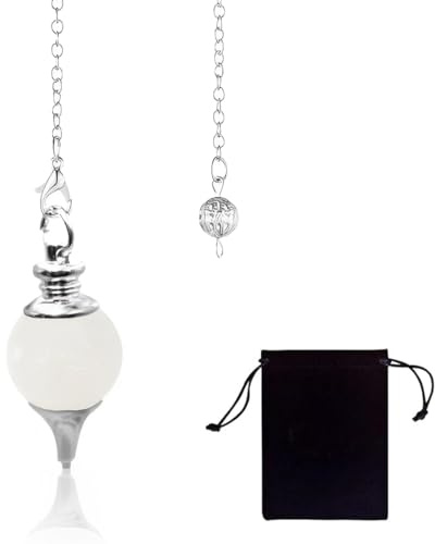 EIHI 1 pièce Pendule en pierre naturelle, pendule en cristal, pendule en cristal larme vintage pour la radiesthésie, pendule Chakra Reiki Divination Méditation Wicca （Pierre de lune）