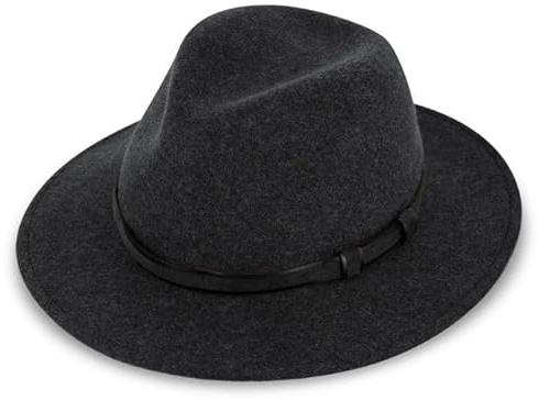 fiebig Dover Traveller Wollfilzhut | Crushable & Waterproof Filzhut mit Ledergarnitur | Outdoor Hat (65-3XL, Anthrazit-Melange)