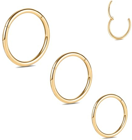 hengkaixuan 3 PCS Nasenbügel Ring Sets Titan Septum Ring Conch Piercing Schmuck 20G 18G 16G Ohrläppchen Hoop Earring Nahtlose Clicker Ring Helix Tragus Knorpel Lippen Ohrringe 6mm bis 12mm