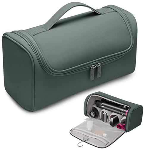 Linpr Bolsa de Viaje Impermeable Compatible con Airwrap/Airstrait, Verde | Estuche Organizador para Supersonic, Funda Protectora Portátil de Pelo con Gancho, Secador, Moldeador y Accesorios
