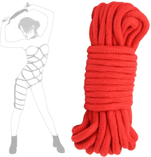 TAUOE Cuerda de Algodón Suave para Bondage, 5 m, Rojo