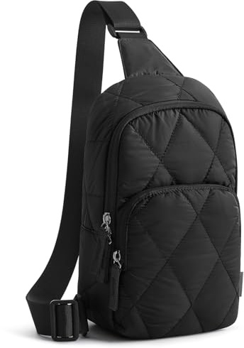 G4Free Sling Bag for Women, Casual Quilted Puffer Crossbody Purse Lightweight Fanny Packs for Daily Travel Work-Black