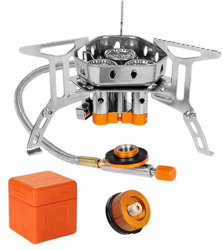 Hornillo de camping de gas 6800 W: plegable mini hornillo de gas para camping con encendido piezoeléctrico para exteriores, pícnic, trekking, senderismo, senderismo