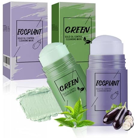 Altherona Green Mask Stick 2 Stück, Clay Mask Aubergine Grüner Tee Purifying, Green Tea Blackhead Remover, Green Tea Deep Cleanse Mitesserentferner Porenreiniger & Kontrolliert Öl
