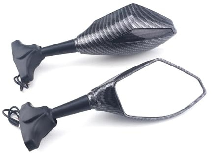 Motorrad Spiegel Für Suzuki Für GSX250R GSXR125 GSXR150 GSXR600/750 GSX1300R Hayabusa Racing Rückspiegel Mit Blinkern Universal Motorrad Rückspiegel(Carbon-Smoke)