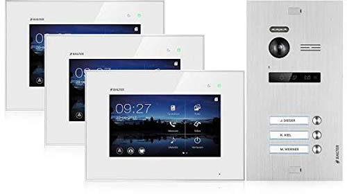 Balter EVO Silber Video Türsprechanlage 3x 7 Monitor für 3 Teilnehmer 2-Draht BUS EVO-KIT-3FAM