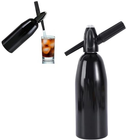 Sanfoelek 1L Soda Syphon Siphon Maker Aluminium Soda Siphon Bottle Manual Homemade Soda,Mojitos, Gin Fizz s and Spritzers,black