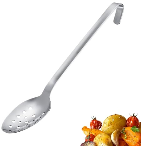 Westmark Schöpflöffel Pro – Edelstahl Kochlöffel mit Lochung & Aufhängehaken – Praktischer Gemüselöffel & Servierlöffel – Silber, 38 cm