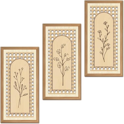 TOARTi 3 Stück Boho Wanddeko Beige Blume Bilder für Schlafzimmer 20x40cm