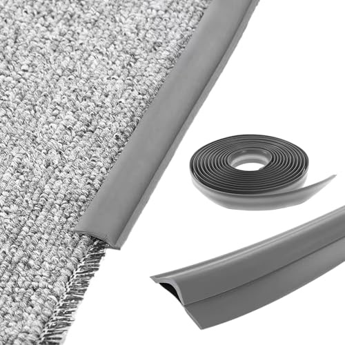 Übergangsprofil Selbstklebend für Teppiche, 3M PVC Übergangsleiste Boden Teppichschiene Teppichleiste für Türkanten Teppiche Treppen(Grau)