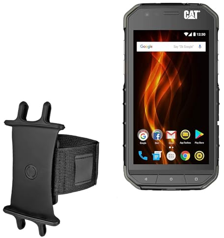 BoxWave Holster Compatible with CAT S31 - ActiveStretch Sport Armband, Adjustable Armband for Workout and Running - Jet Black