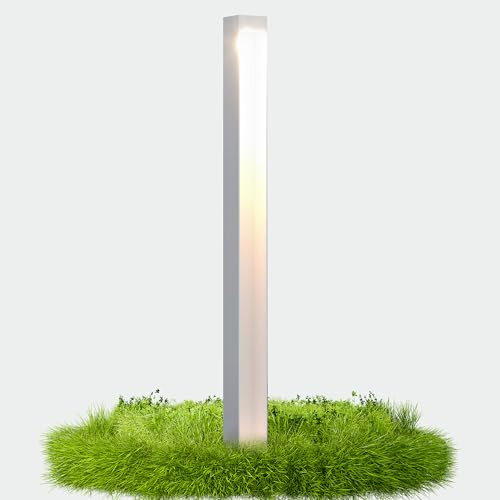 doporro Wegeleuchten Außen Stromanschluss 80cm Gartenleuchte IP65 5W | Gartenlampen für Draußen Strom, 3000K Warmweiß Pollerleuchte Standleuchte Außen, 6x6x80cm, Sandweiß, BaldersLights