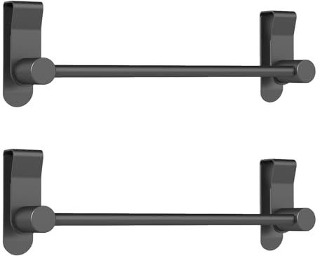 YUMORE Over the Cabinet Towel Holder for Wide Doors, 2-Pack Matte Black Dish Towel Rack for Kitchen & Bathroom