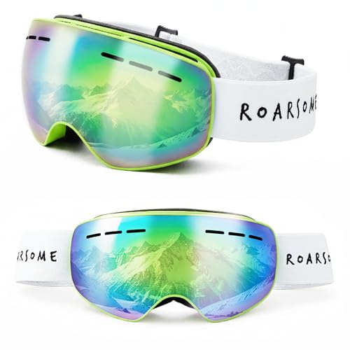 Roarsome Kids Ski Goggles | Anti-Fog UV Protection with OTG Fit & Strap
