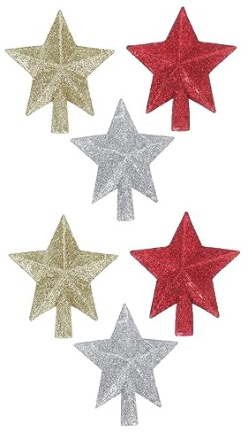WEKADRIN 9 Pezzi Puntali Stella Punte per Albero Natale Decorazioni in Plastica Soffiata Resistenti e Adatti per Albero Xmas