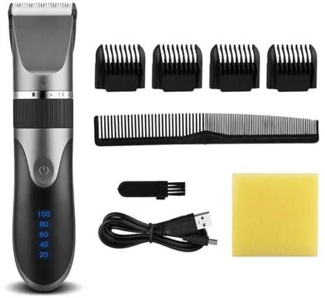 Tagliacapelli Uomo Ricaricabile Professionale, 120 Minuti di durata, Ricarica USB in 2 ore, Adattatori 3-12mm, Set Macchinetta Per Capelli Rasoio Elettrico Barba e Capelli Macchinetta Capelli