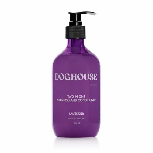 Doghouse Nordic Hundschampo & Balsam 2-i-1 Lavendel – Vegansk Formula med Aloe Vera för Silkeslen Päls, Skonsam Rengöring för Alla Hundraser, 500 ml