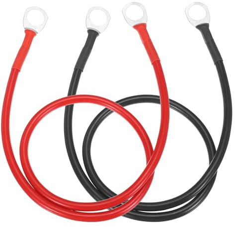 QUARKZMAN 2PCS Cavo Batteria 8 AWG 60cm Cavi Batteria Inverter Rosso Nero | in Rame Puro, con Terminali Anello da 1/2, per Barche Solar Boat Auto