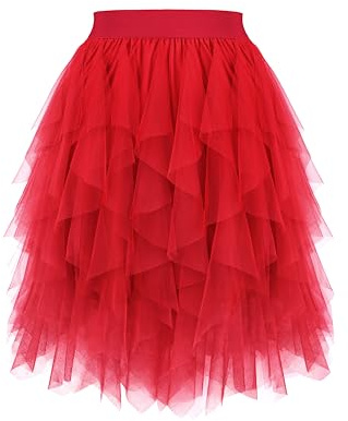 Dressever Damen Tüllrock A-Linie Tüll Ballett Tutu Röcke | Feenrock;Freizeitrock Karneval Party Rock;Halloween Tüllrock;Karnevals Tüllrock;Maskenballkostüm