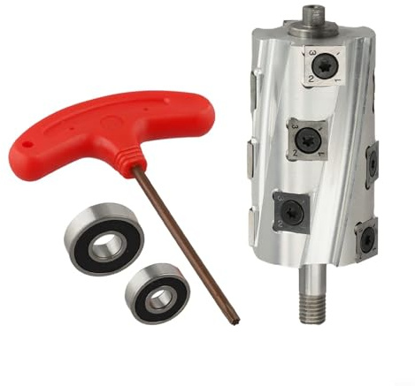 CYRENT Eje de cepilladora eléctrica para carpintería, eje de cepilladora eléctrica para carpintería con cortador en espiral de 80 mm de longitud de hoja, 12 cuchillas, para FF82x1