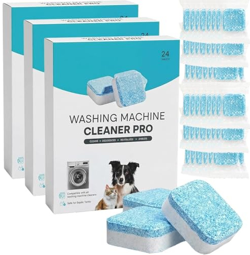 Drum Washing Machine Cleaner Pro Deep Cleaning Washing Machine Tablets for Drum Care Removes Limescale Odours and Pet Hair for Daily Laundry Routine (1 Box - 24-Pack)