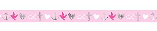 Ursus 59080020 - Masking Tape, Religion grau/pink, Klebeband aus Papier, ca. 15 mm x 10 m, teilweise einseitig bedruckt und veredelt, lösungsmittel und säurefrei, ideal für Scrapbooking
