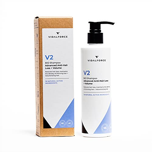 VidalForce, certifierad naturligt anti-håravfall Organic V2 Shampoo I Avancerat håravfall I + Omedelbar volym