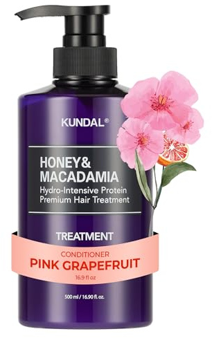 [KUNDAL] Protein Treatment 500ml (Pink Grapefruit) | 16.9 Fl Oz, Korean Hair Care for Dry-Looking Hair, Repairs, Smooths, LPP Protein, Ceramide NP