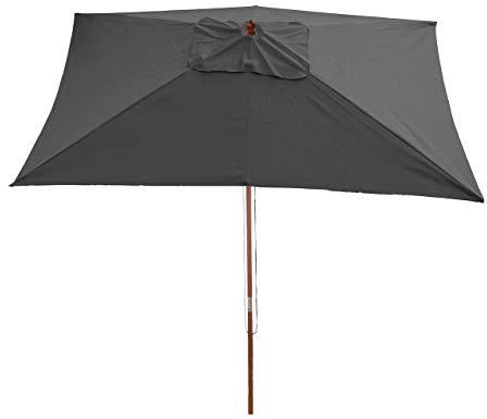 Mendler Sonnenschirm Florida, Gartenschirm Marktschirm, 2x3m Polyester/Holz 6kg - anthrazit