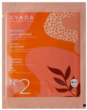 GYADA COSMETICS, Mascarilla facial de tejido calmante para pieles sensibles y delicadas, hidrata y contrasta el rojizo con aloe vera, manzanilla y vitamina E, 15 ml
