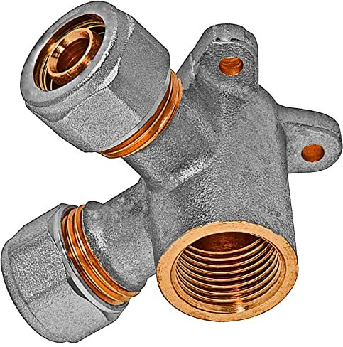 MegaHaustechnik Wandwinkel Doppelt mit ½ Zoll Innengewinde IG Schraubfitting für Mehrschichtverbundrohr 16x2 mm (AußenØ x Wandstärke) aus Messing Verschraubung Trinkwasser geeignet