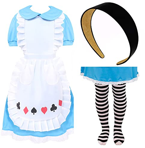 Alice’s Wonderland Dress Fancy Dress Costume for Children – Classic Storybook Outfit for Girls, Tea Party, World Book Day, Halloween and Themed Dress Up Events