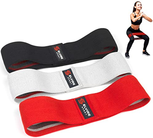 ELVIRE SPORT Tygmotståndsband Set med 3 - Träningsband för Kvinnor och Män - Booty Bands för Ben, Rumpa och Höfter - Motståndsband för Träning, Yoga, Pilates och Hemmaträning