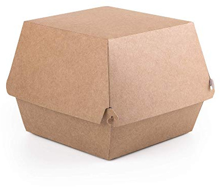 Confezione da 100 scatole per hamburger in kraft, misura XL, contenitore per alimenti da asporto, fast food, usa e getta, a prova di perdite, ecologico, riciclabile (100, XL)
