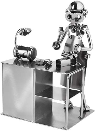 BRUBAKER Schraubenmännchen Bastler - Handarbeit Eisenfigur Metallmännchen Schrauber - Metallfigur Geschenkidee für Bastler und Handwerker