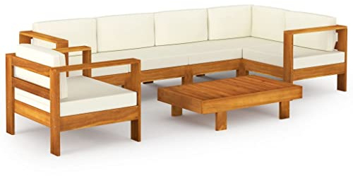 vidaXL 7-delad trädgårdsloungegrupp med kuddar 100x60 cm akaciaträ