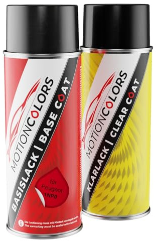 MOTIONCOLORS Rouge Aden/Nevada Rot 1NP0 für Peugeot Autolack Sprühdosen Set Basislack Klarlack Spraydose 400ml