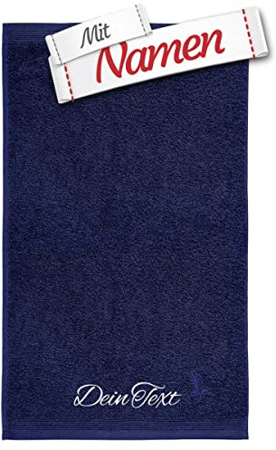 möve Superwuschel Handtuch mit Namen Bestickt, 50x100 Deep Sea Dunkelblau Navy Baumwolle, Personalisiert bestickte Handtücher, Bad Frottee Handtuch besticken Lassen
