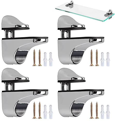 4 Stück Glasklemme, Glasbodenträger, Verstellbare Glasregalhalterung, mit 8 Schrauben und 8 Dehnrohren, für Glas- und Holzplatten von 3-22 mm Dicke